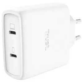 Trust Maxo Cargador GaN 65W 2xUSB-C Blanco con Cable USB-C de 2m